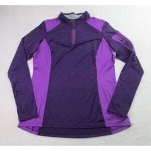 REI Sweater Womens Large Purple Pink Long Sleeve Pullover 1/4 Zip Active Outdoor
